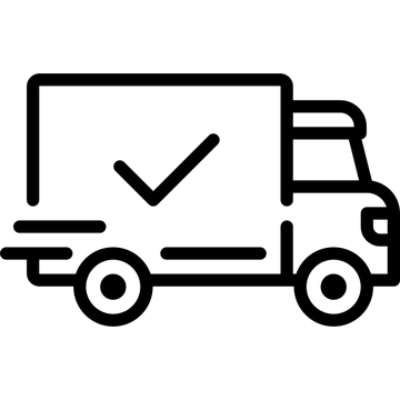 Delivery truck line icon with a checkmark representing EDEN.