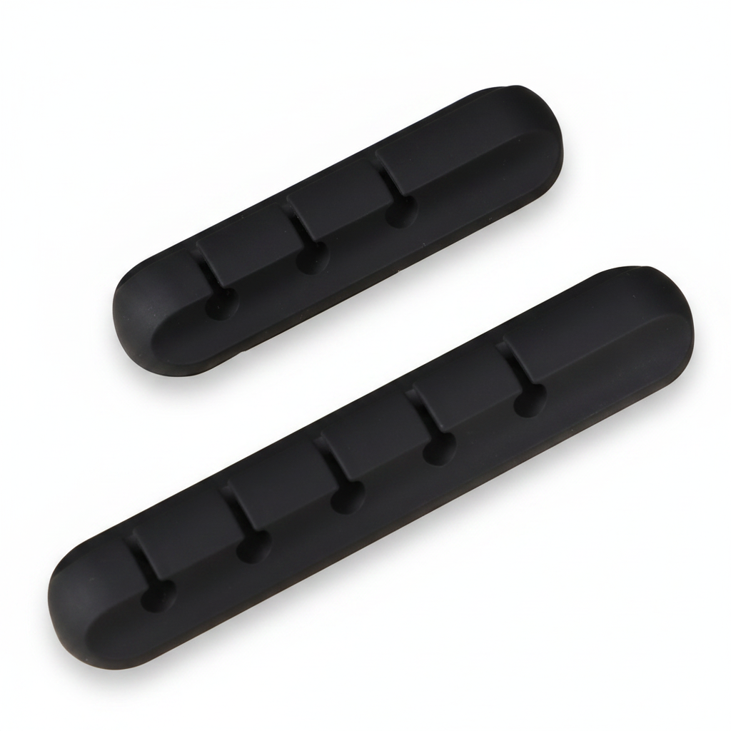 Black silicone desktop cable organizer clips from brand EDEN.